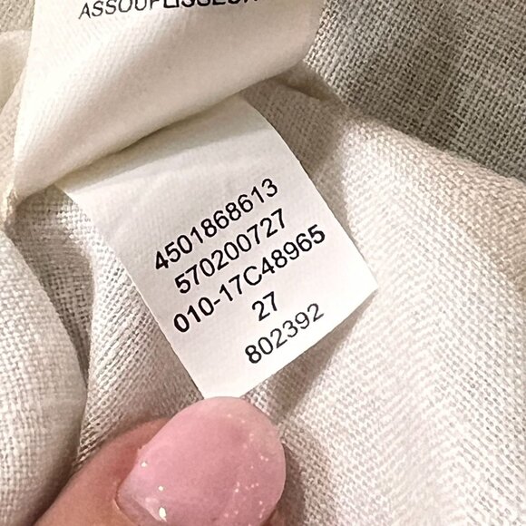 NWT Chicos Effortless Linen Stripe Button Down Shirt Sz 3 XL 16 Tan Collar - Picture 8 of 11